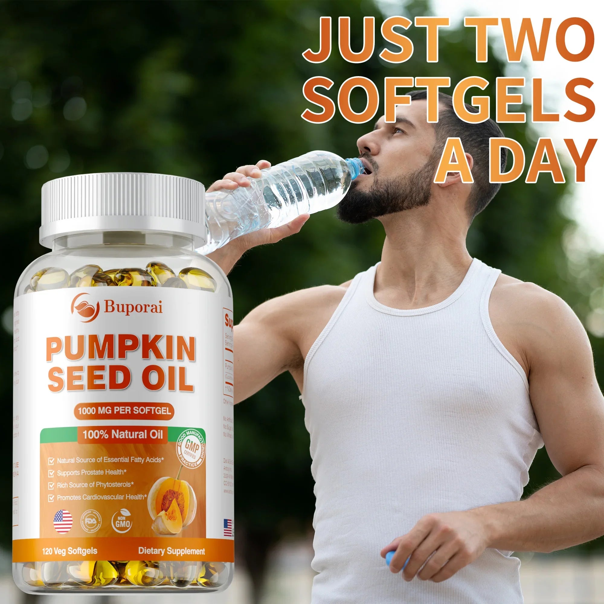 Pumpkin Seed Oil Capsules - Supports Prostate, Bladder,Urinary Tract Health, and Promotes Hair Growth - 120 Capsules