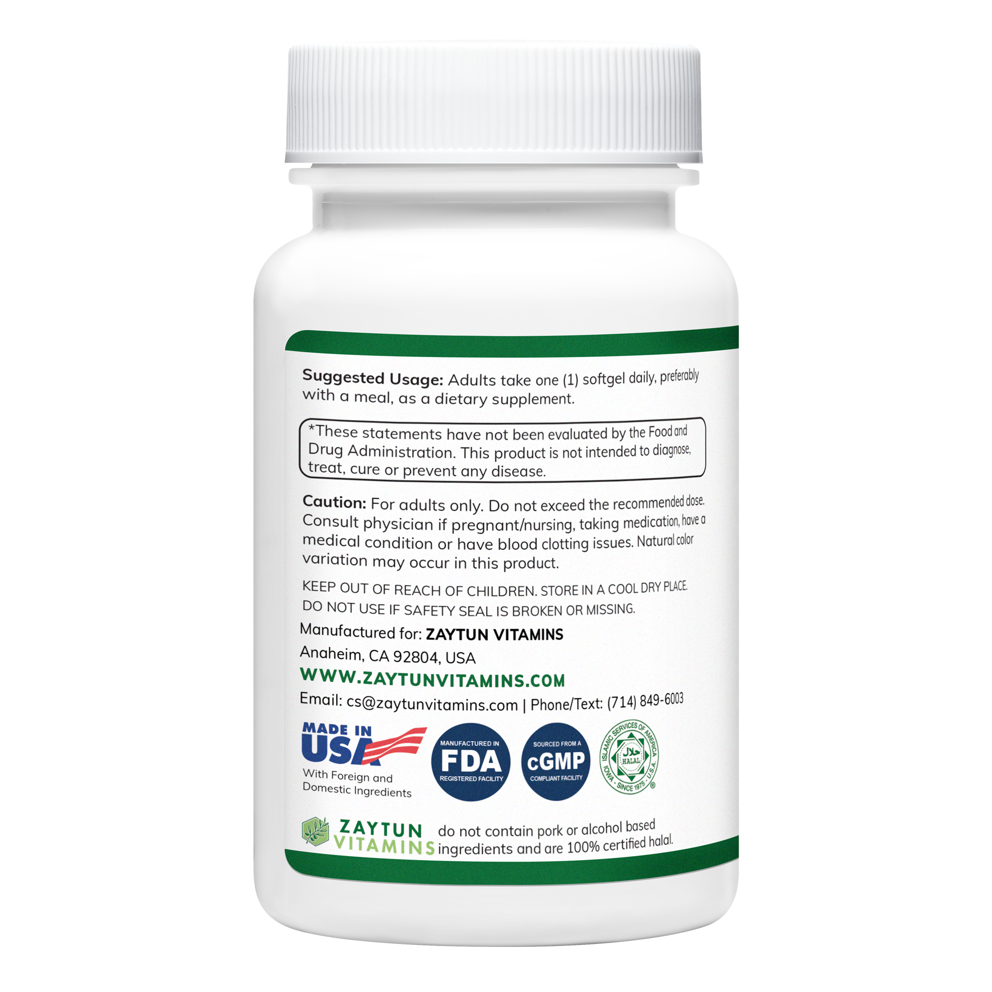 Halal CoQ 10 Softgels by Zaytun Vitamins