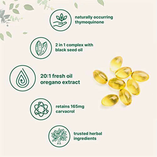 300 Softgels Oil of Oregano with Black Seed Oil 6000mg Organic-Non-GMO, Gluten Free -USA