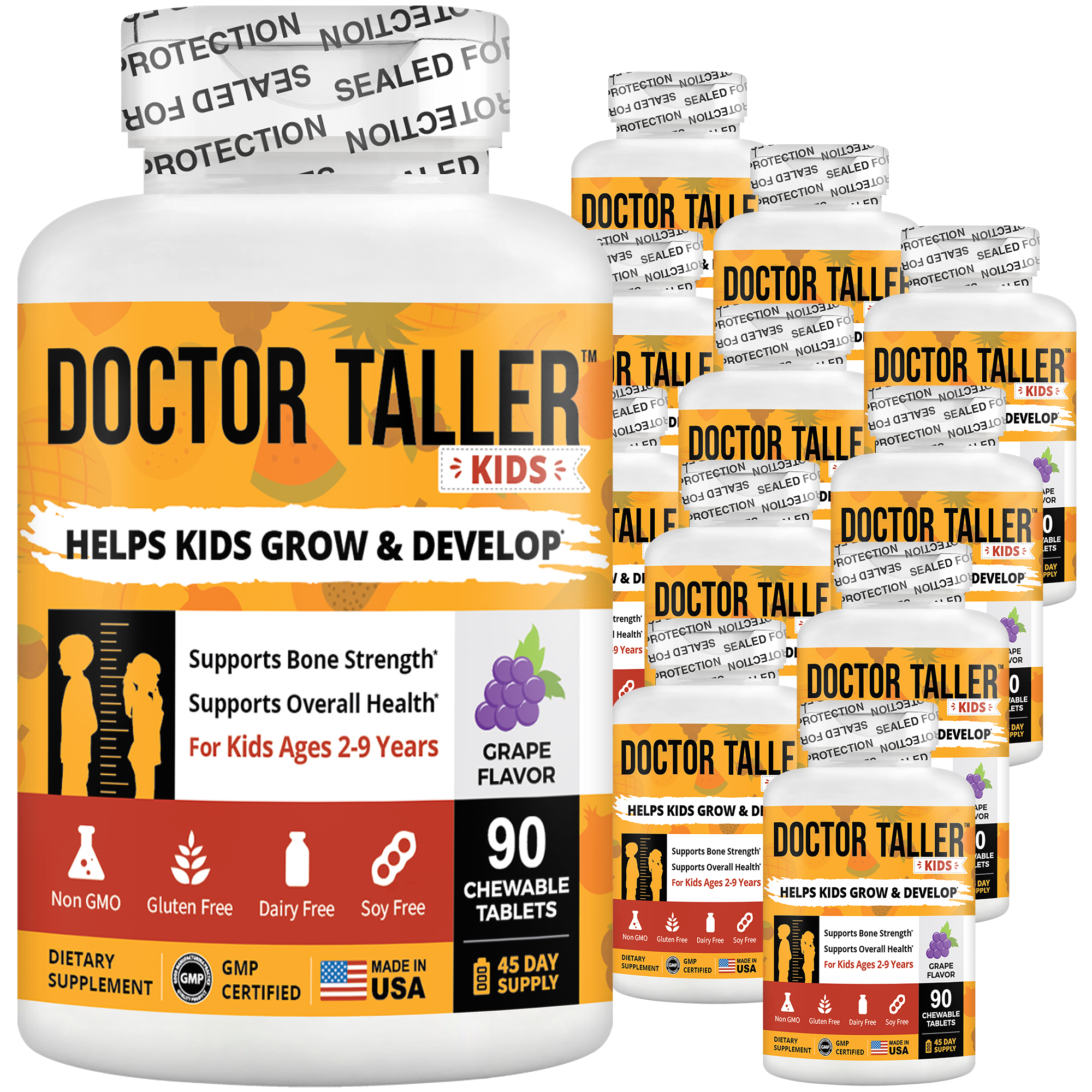 Doctor Taller Kids, Grape Multivitamins, Ages 2-9, 90 Vegan Chewables by NuBest Nutrition®