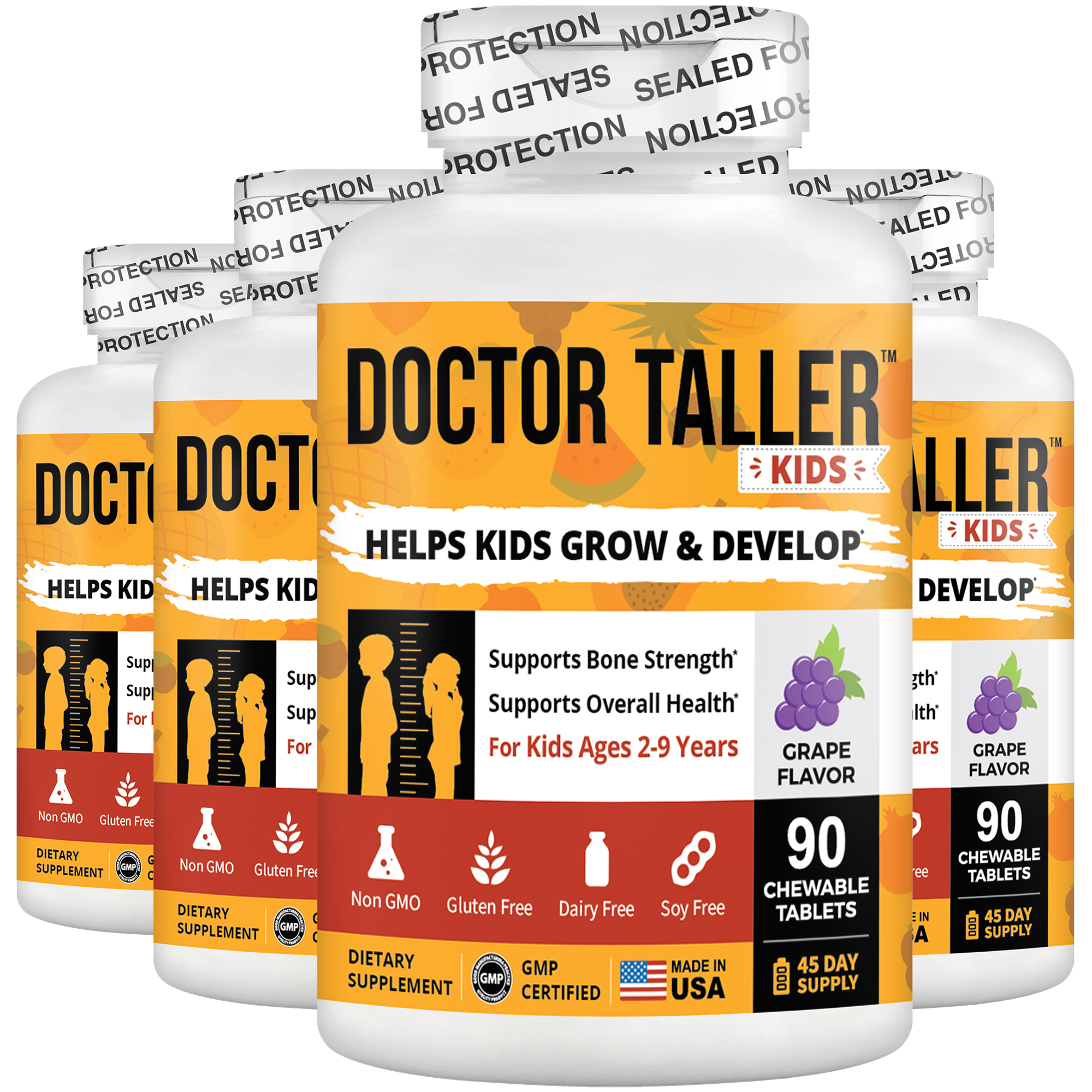 Doctor Taller Kids, Grape Multivitamins, Ages 2-9, 90 Vegan Chewables by NuBest Nutrition®