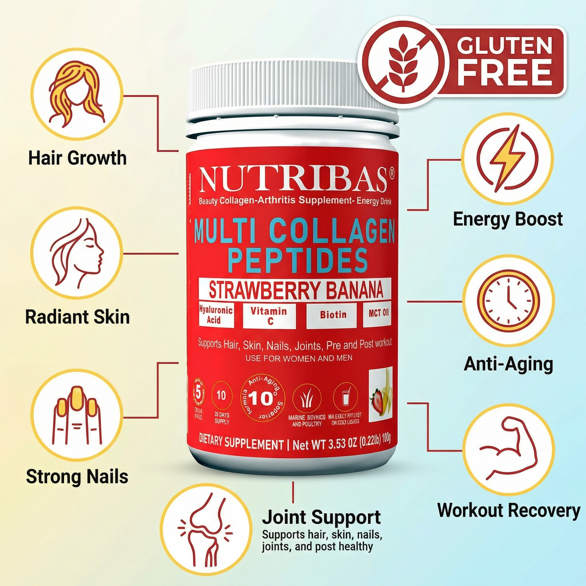 Multi Collagen Peptides Powder for Hair, Skin, Nails & Joint Support