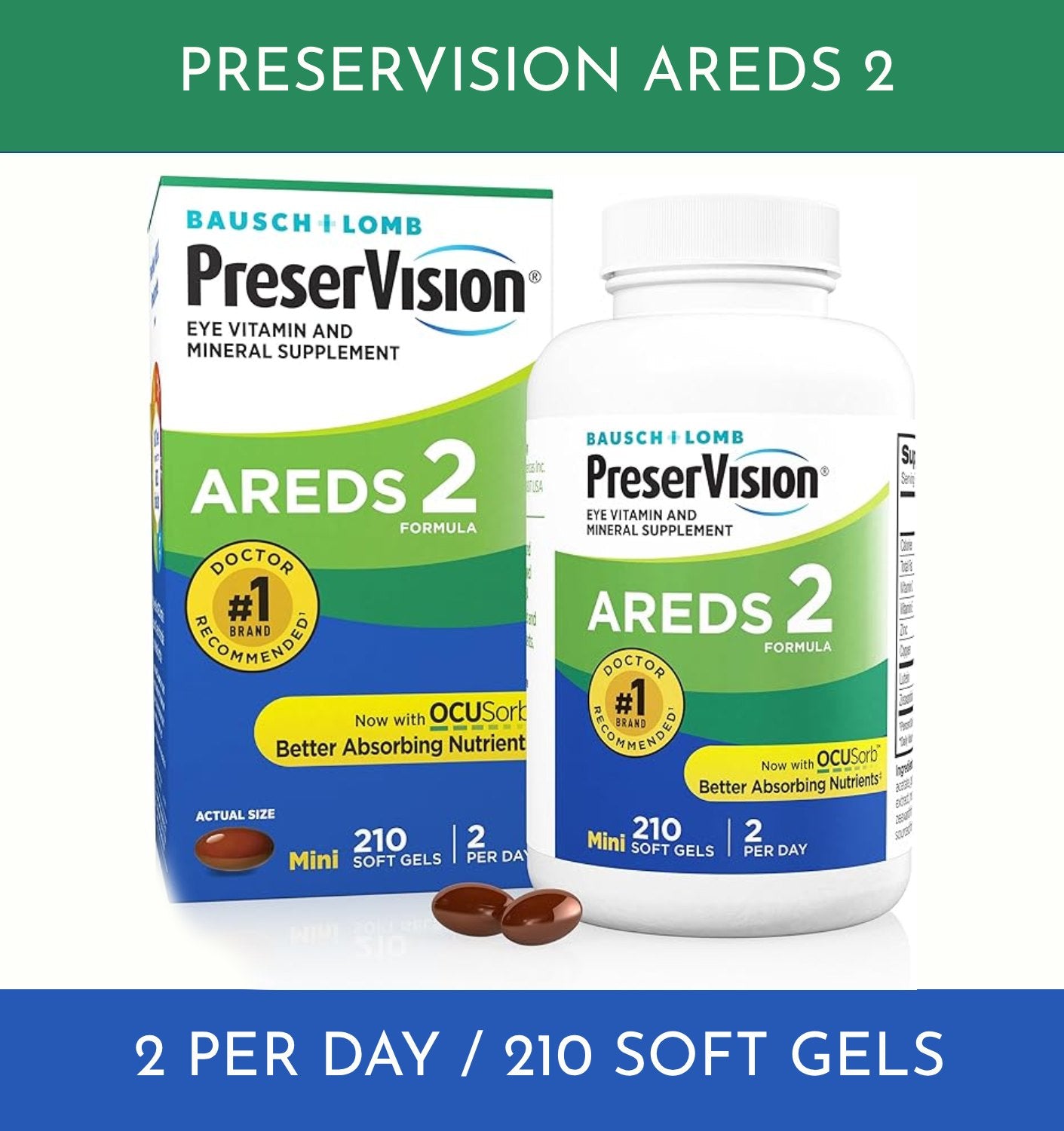 PreserVision AREDS 2 Eye Vitamin & Mineral Supplement 210 count Soft Gels - EXP 08/2027