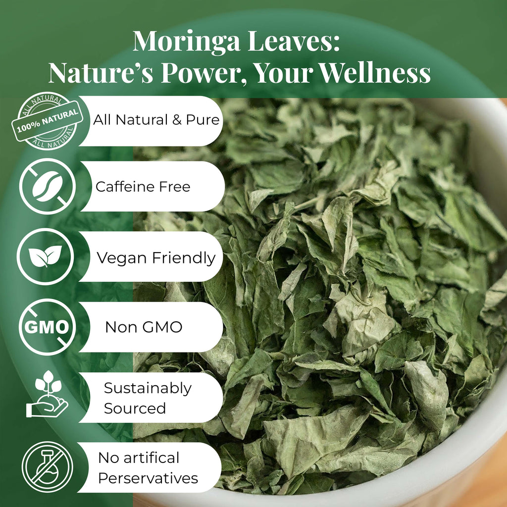 Akshit Moringa (Oleifera) Tea Leaves – Herbal Tea, 100% Natural Moringa Leaves, Boosts Energy & Immunity - 2.6 oz
