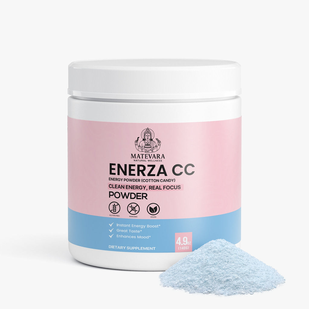 Enerza Cotton Candy Energy Powder | Sugar-Free Focus & Energy Formula (140g)