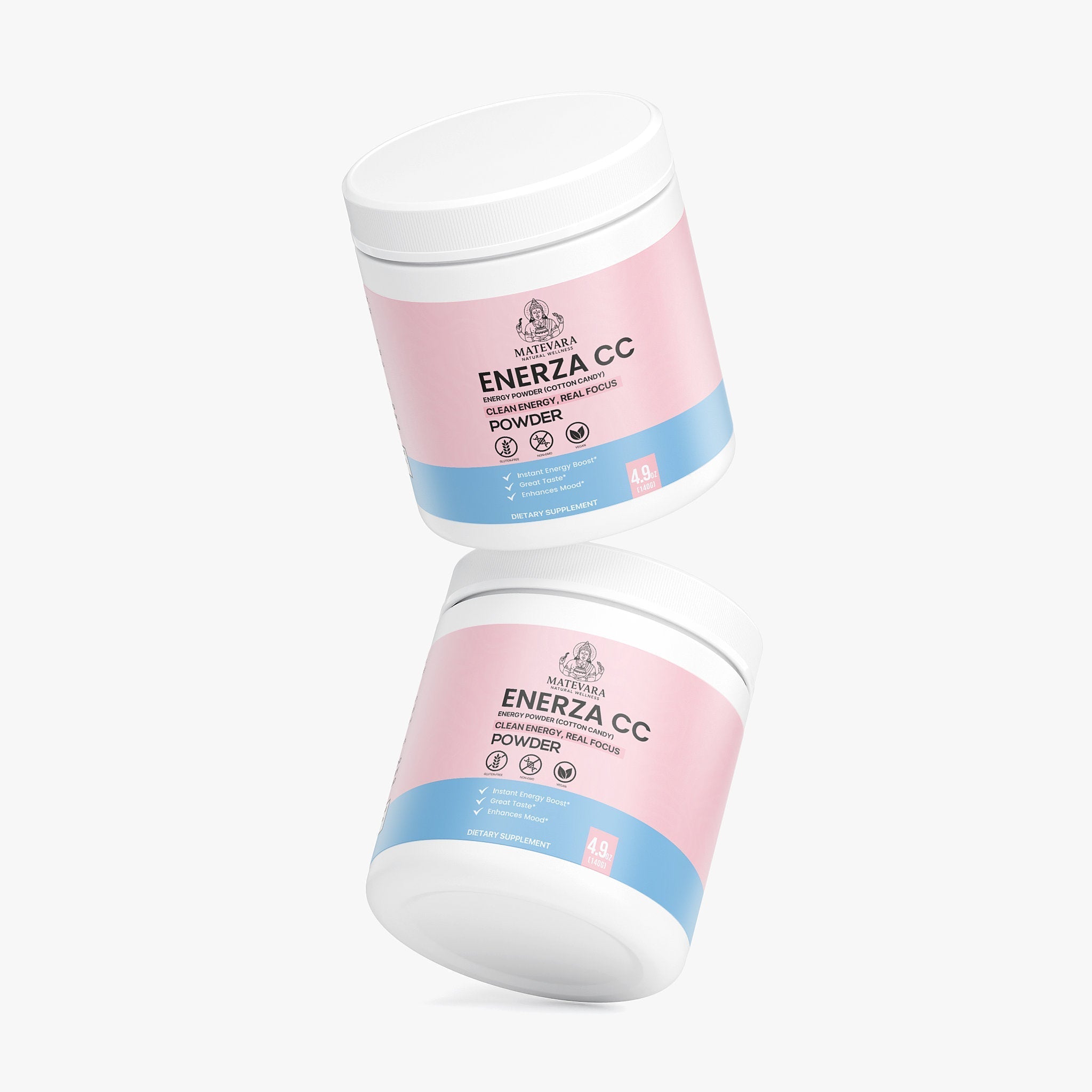 Enerza Cotton Candy Energy Powder | Sugar-Free Focus & Energy Formula (140g)