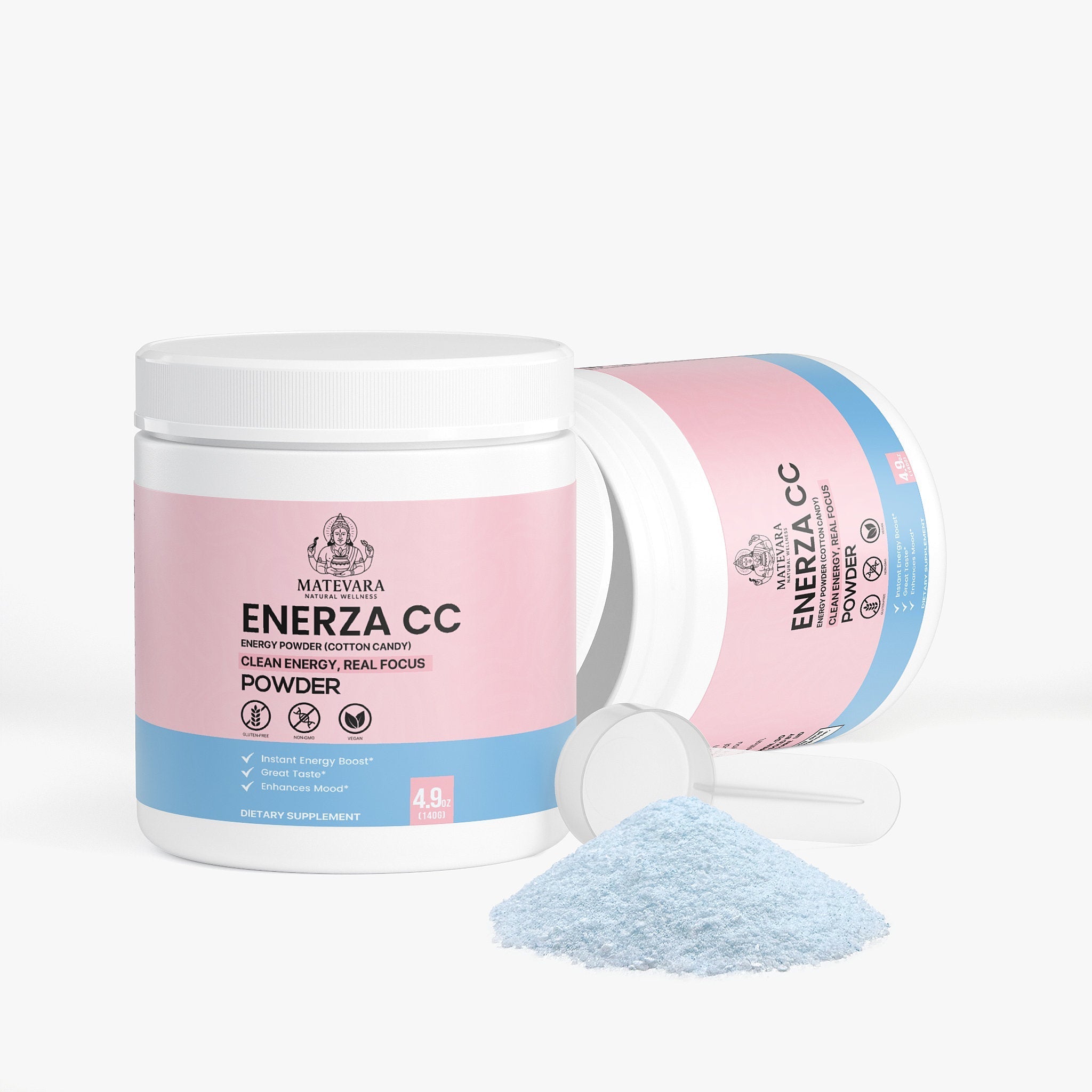 Enerza Cotton Candy Energy Powder | Sugar-Free Focus & Energy Formula (140g)