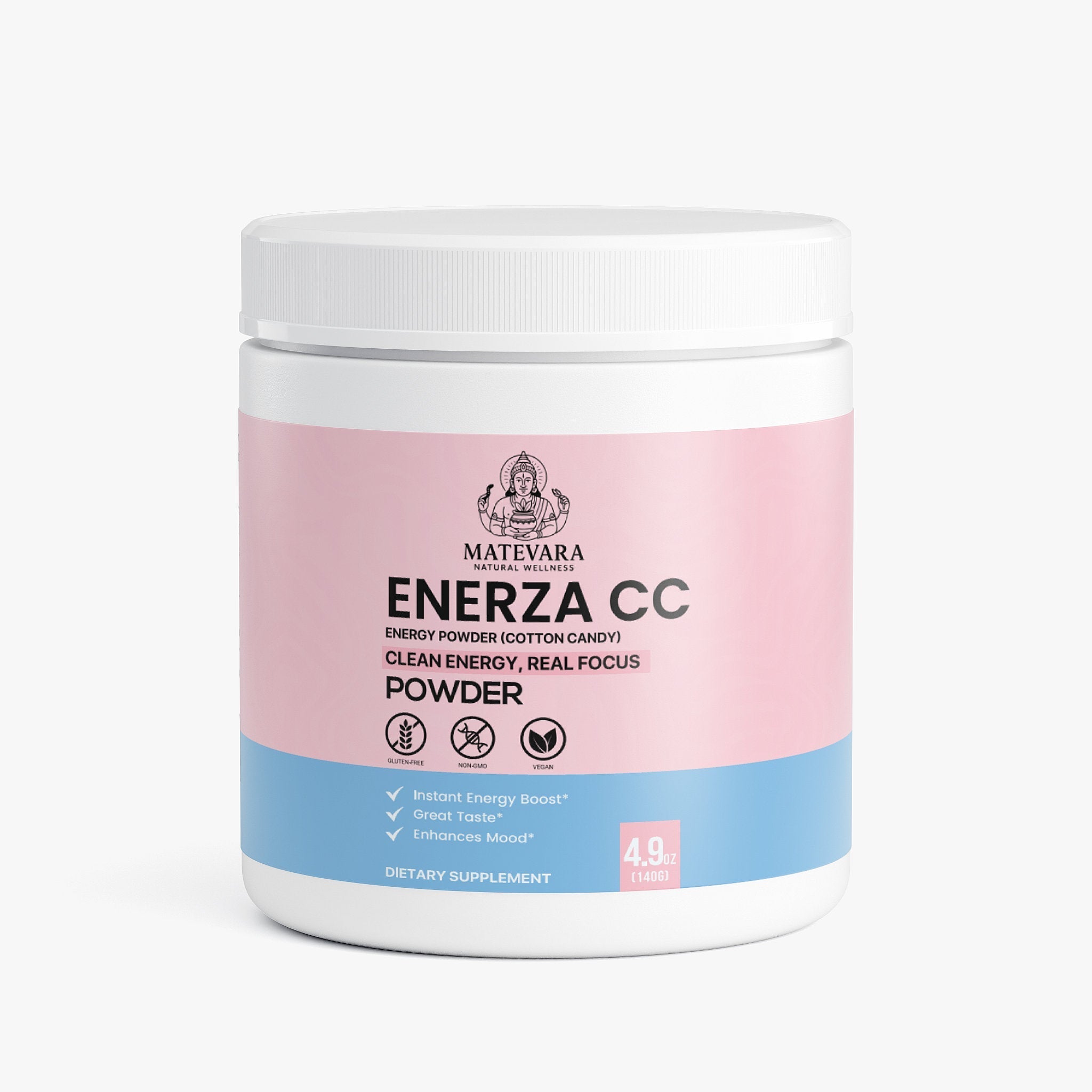 Enerza Cotton Candy Energy Powder | Sugar-Free Focus & Energy Formula (140g)