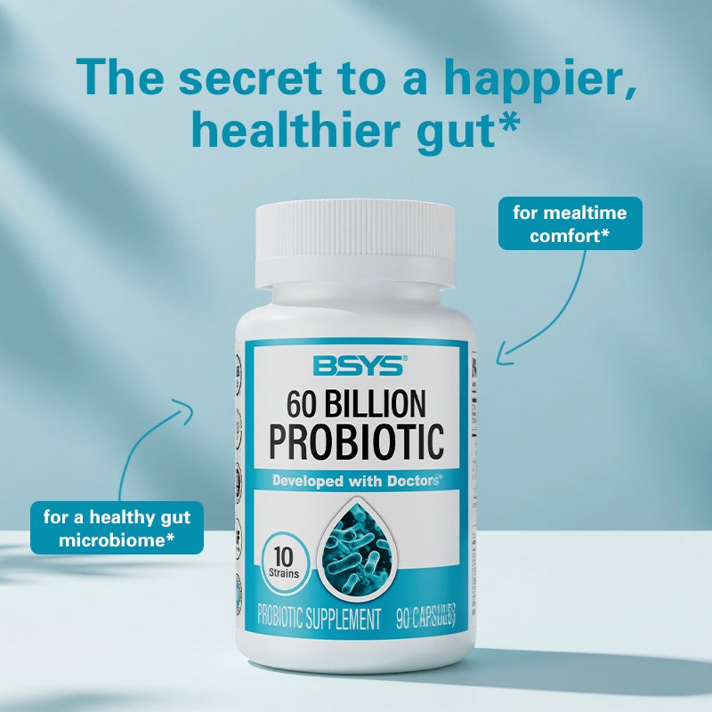 60 Billion CFU Probiotic Capsules  Acid-Resistant Stomach-Resistant Formula  Intestinal Delivery Technology  Digestive & Immune Health Support  Daily Gut Wellness Supplement