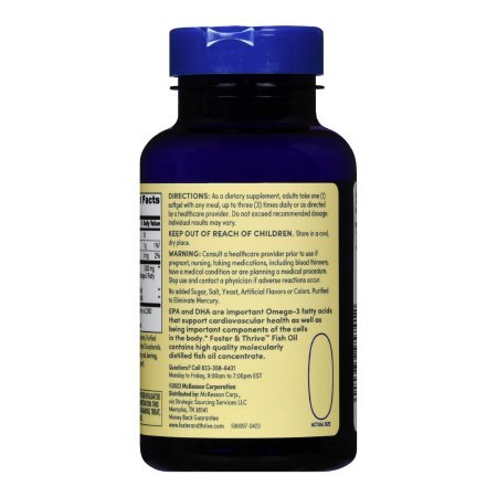 Foster & Thrive Omega 3 Fish Oil Supplement, 1000 mg, 100 soft gels