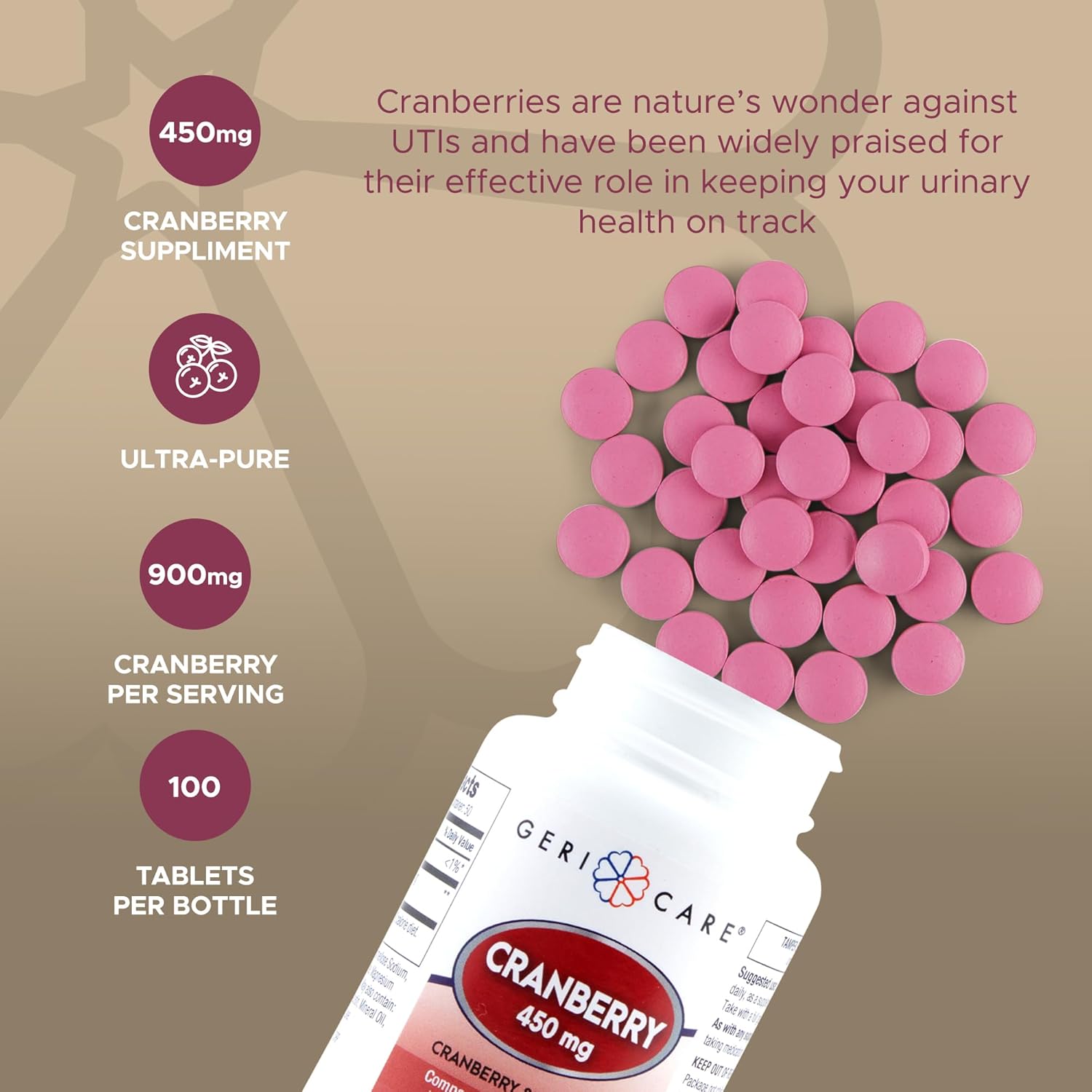 Geri-Care Cranberry Dietary Supplement, 450 mg
