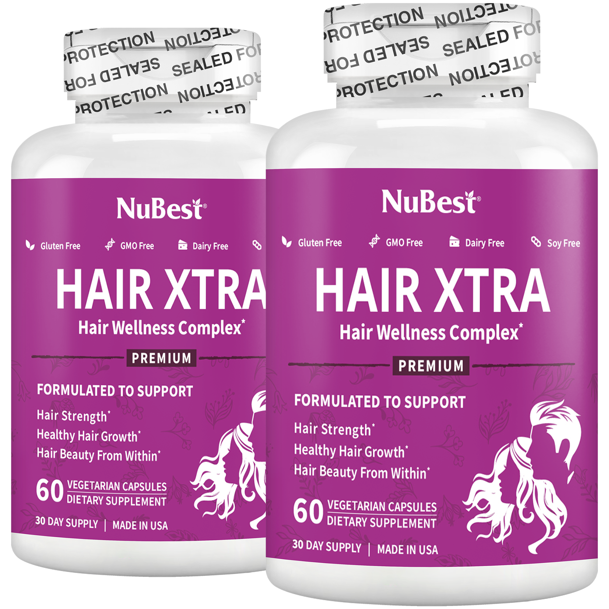 Hair Xtra, Premium Hair Growth Support for Men & Women, 60 Vegan Capsules by NuBest Nutrition®