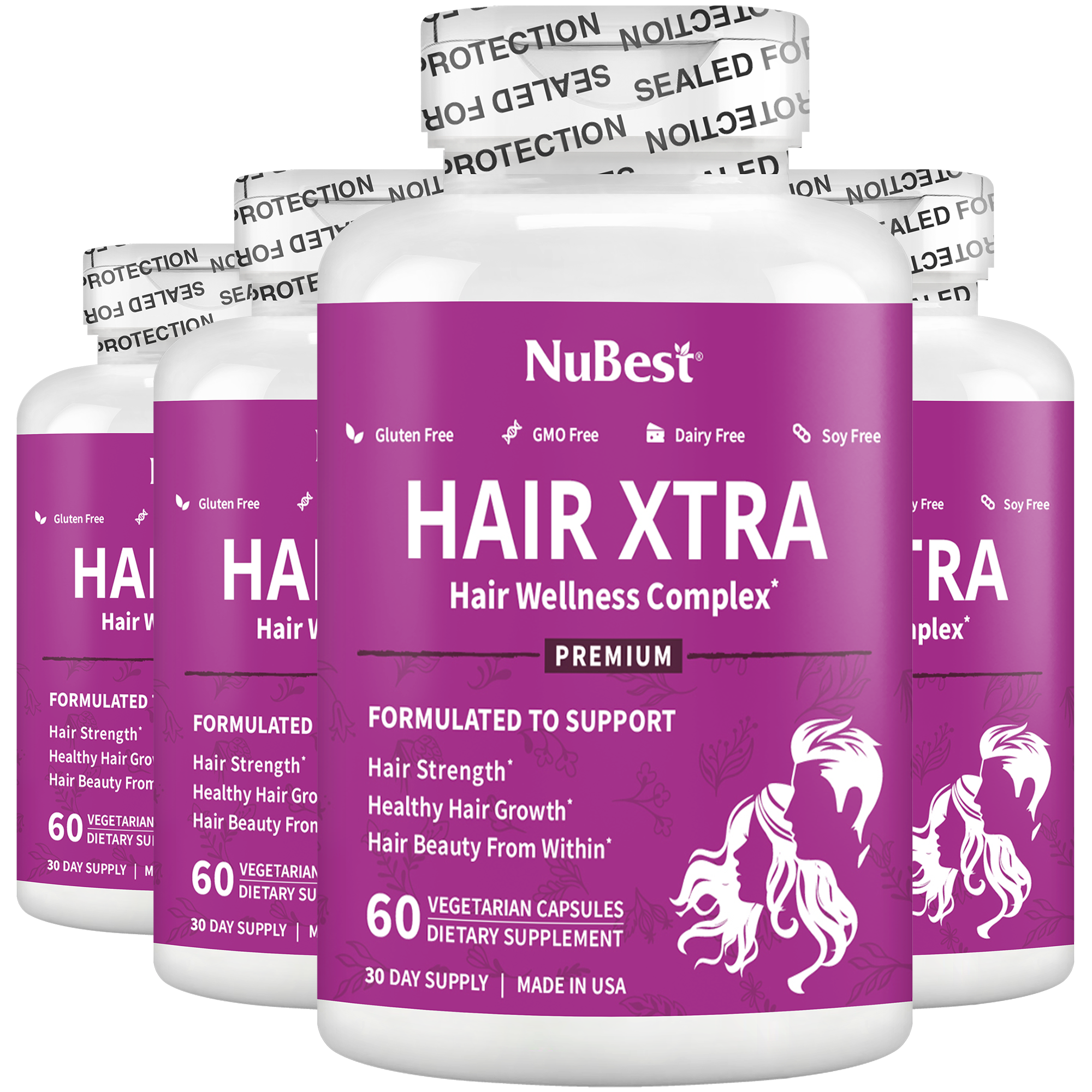 Hair Xtra, Premium Hair Growth Support for Men & Women, 60 Vegan Capsules by NuBest Nutrition®