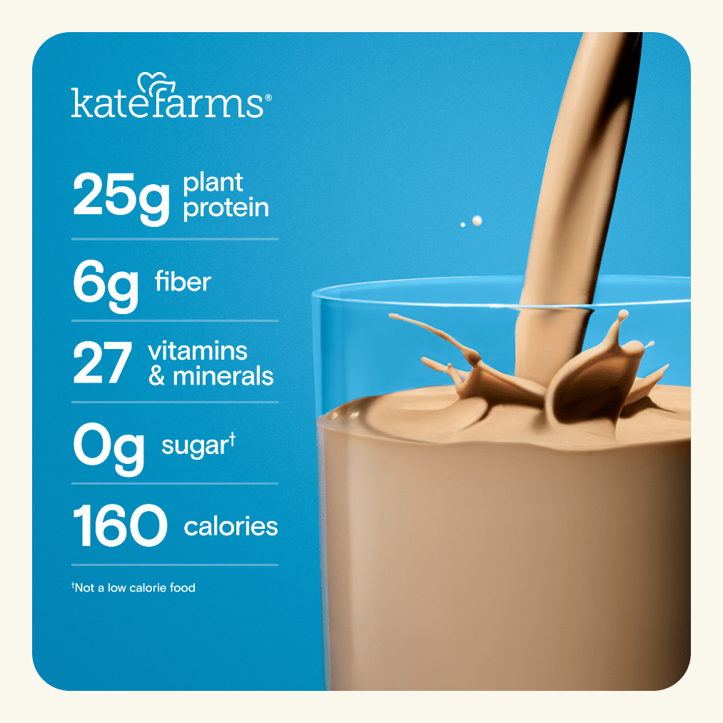 Kate Farms High Protein Nutrition Shake, Chocolate, Case/12