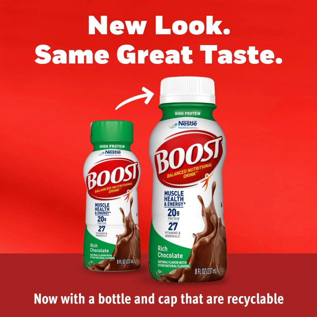 Nestle Boost High Protein, Rich Chocolate, 8 oz Bottle, Case/24