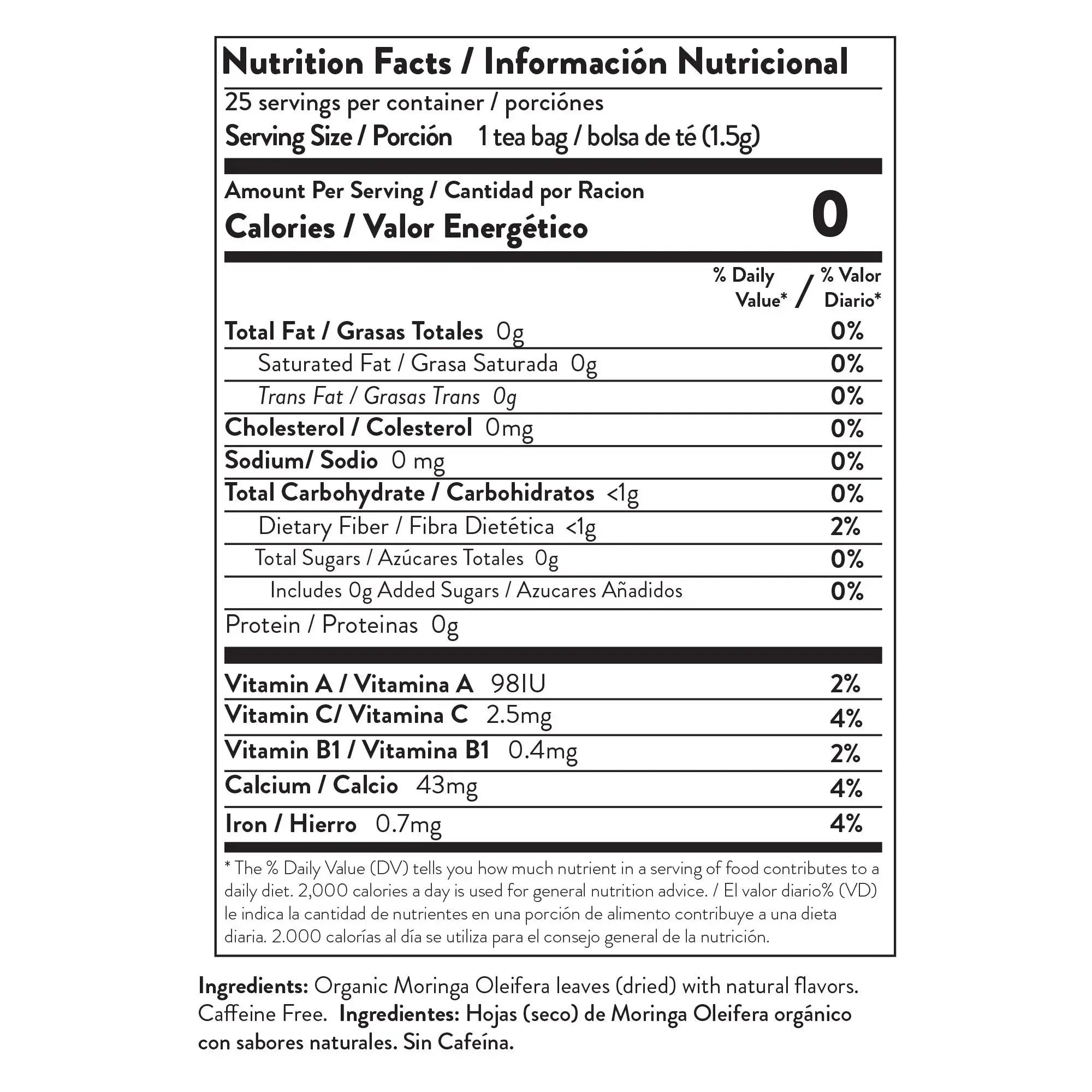 Organic Moringa Tea - Blueberry - Caffeine-Free Herbal Tea