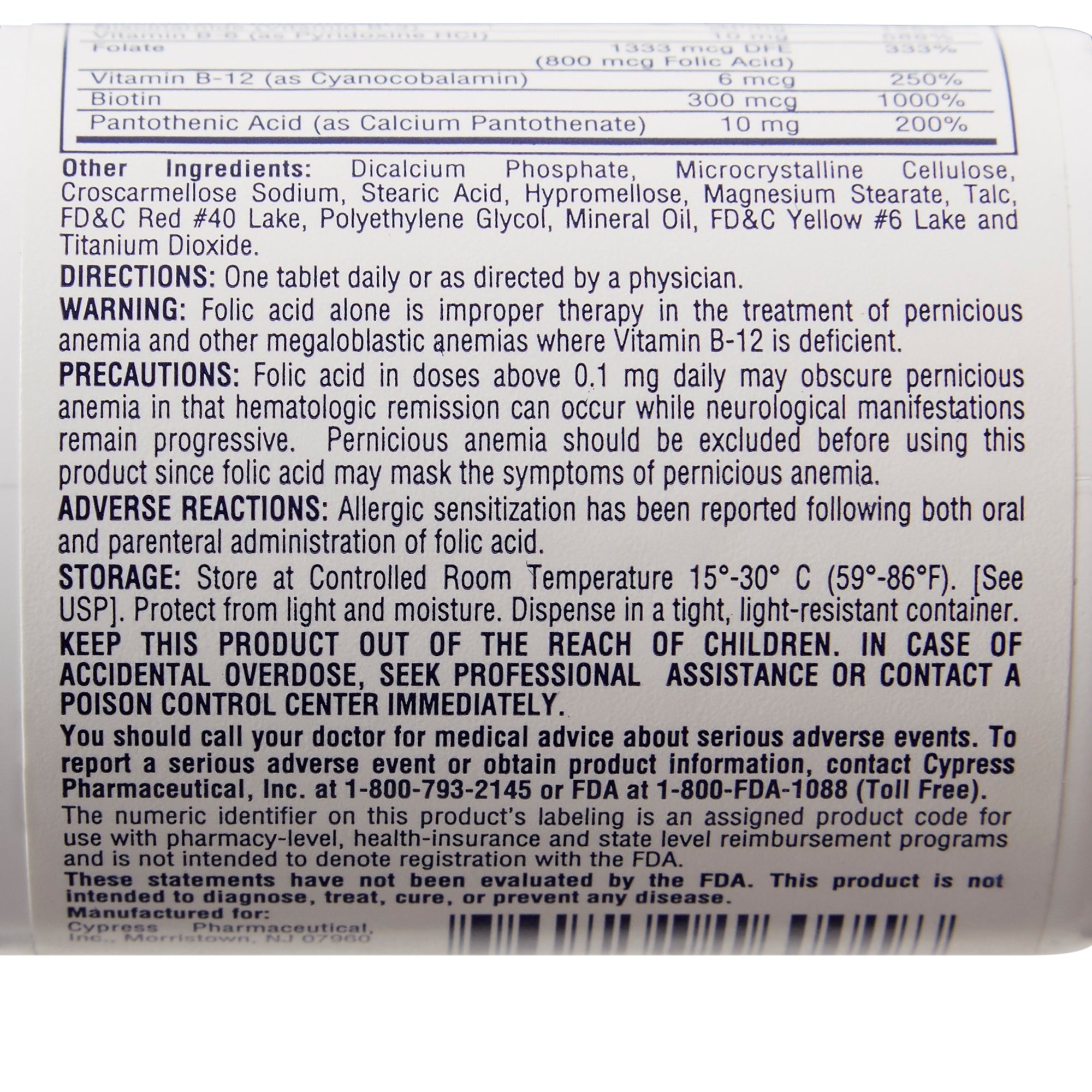 Rena-Vite Multivitamin Supplement with Folic Acid & Vitamin B Complex