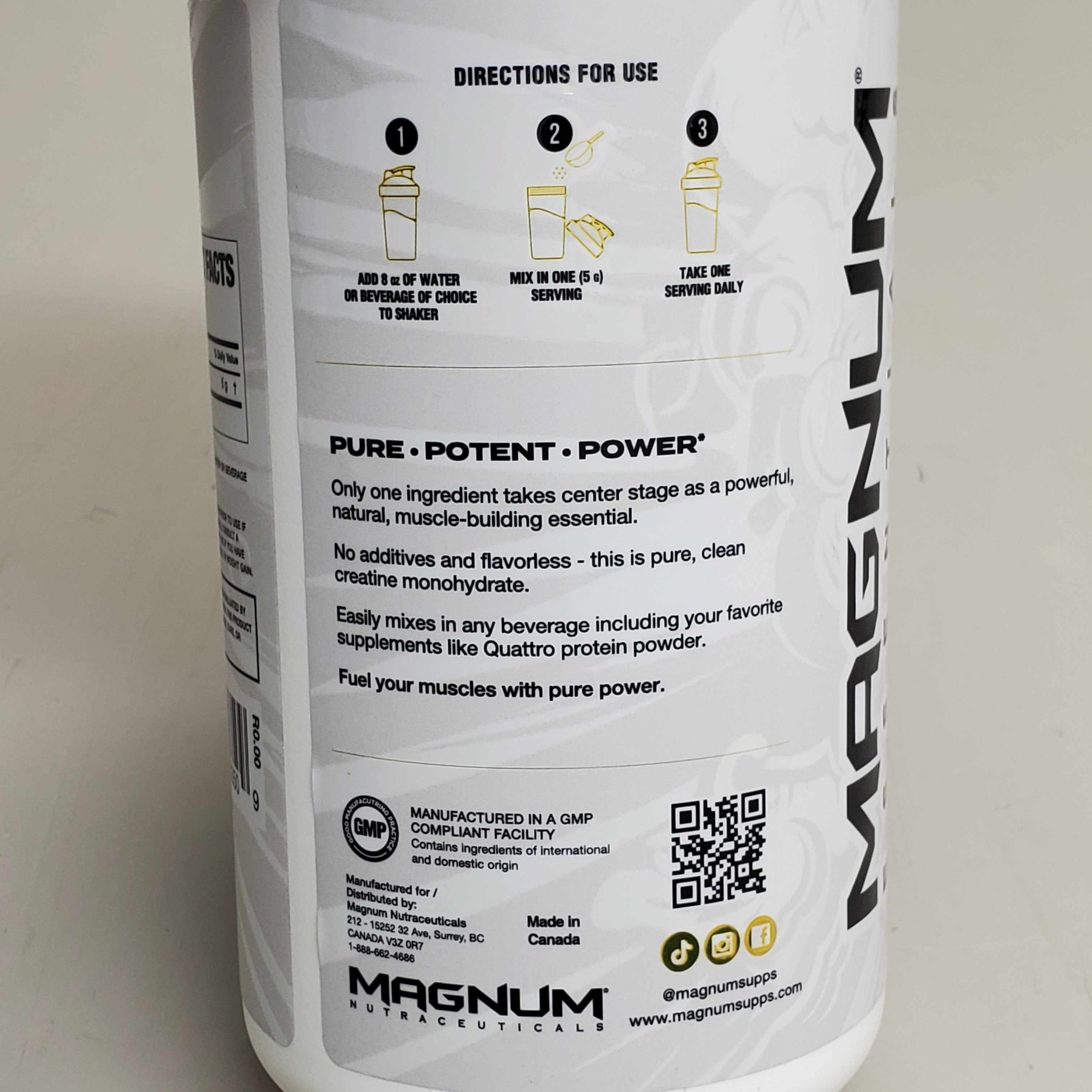 MAGNUM Creatine 100 Pure & Micronized Monohydrate 80 Serv 400g BB 04/27