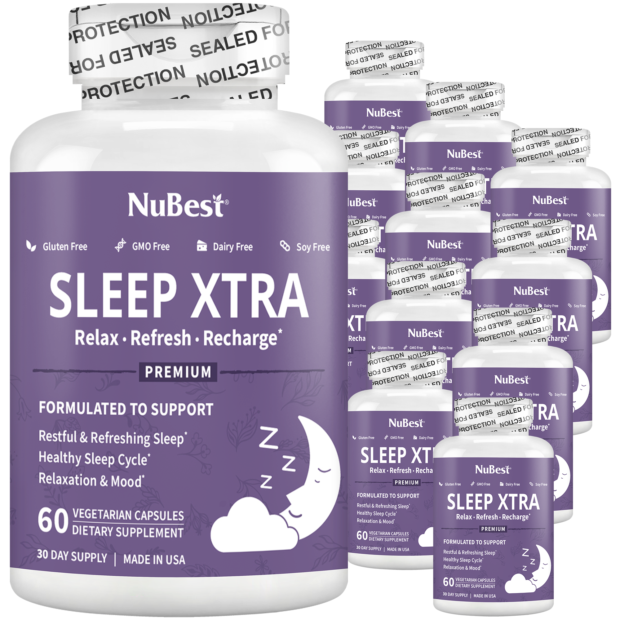 Sleep Xtra, Natural Non-Habit Forming Sleep Aid for Teens & Adults, 60 Vegan Capsules by NuBest Nutrition®