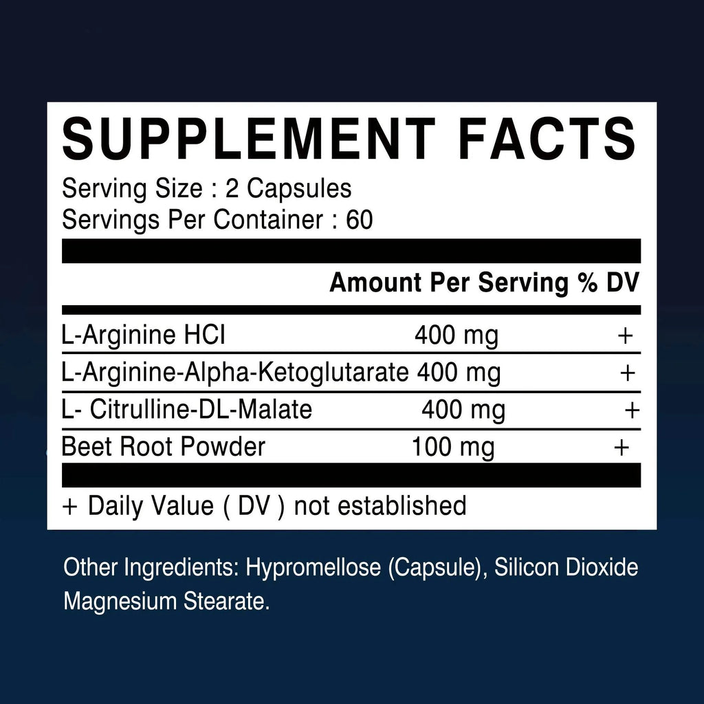 Roksy L-Arginine Nitric Oxide Supplement - 120 Capsules