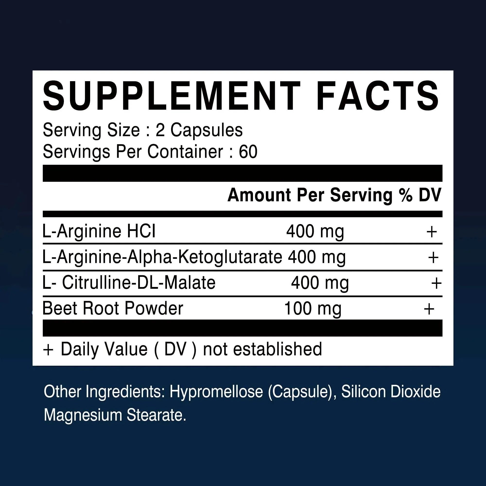 Roksy L-Arginine Nitric Oxide Supplement - 120 Capsules