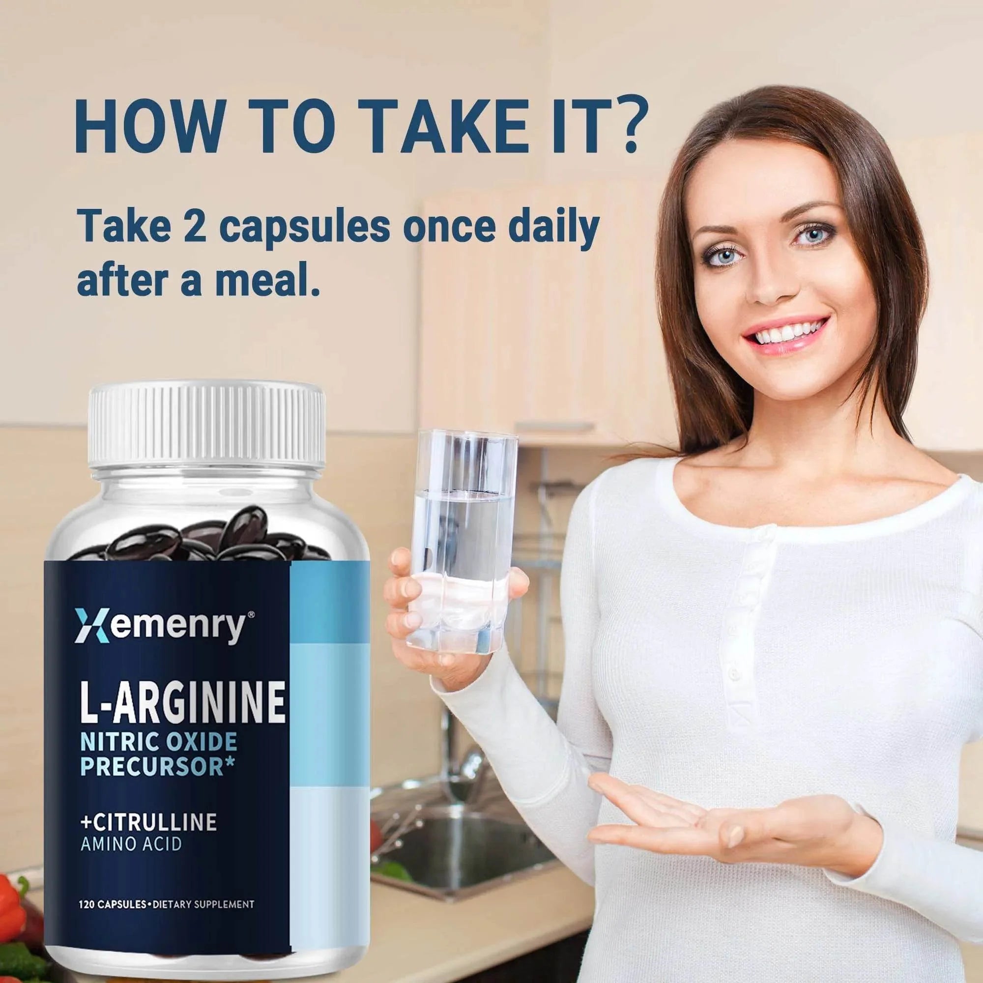 Roksy L-Arginine Nitric Oxide Supplement - 120 Capsules